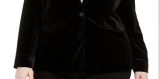 Calvin Klein Women's Plus Velvet One Button Blazer Black Size 14