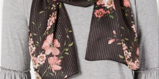 Echo Women's Nomadic Floral Silk Oblong Scarf Gray Size M