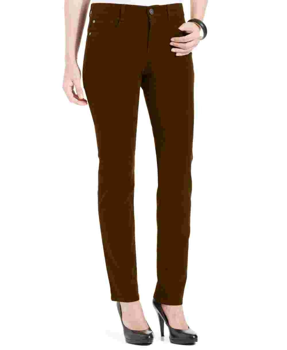 Style & Co Women's Petite Tummy-Control Skinny Jeans Brown Size 16X3