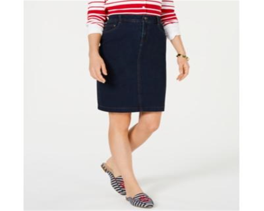 Charter Club Women's Denim Tummy Control Skirt Blue Size 12