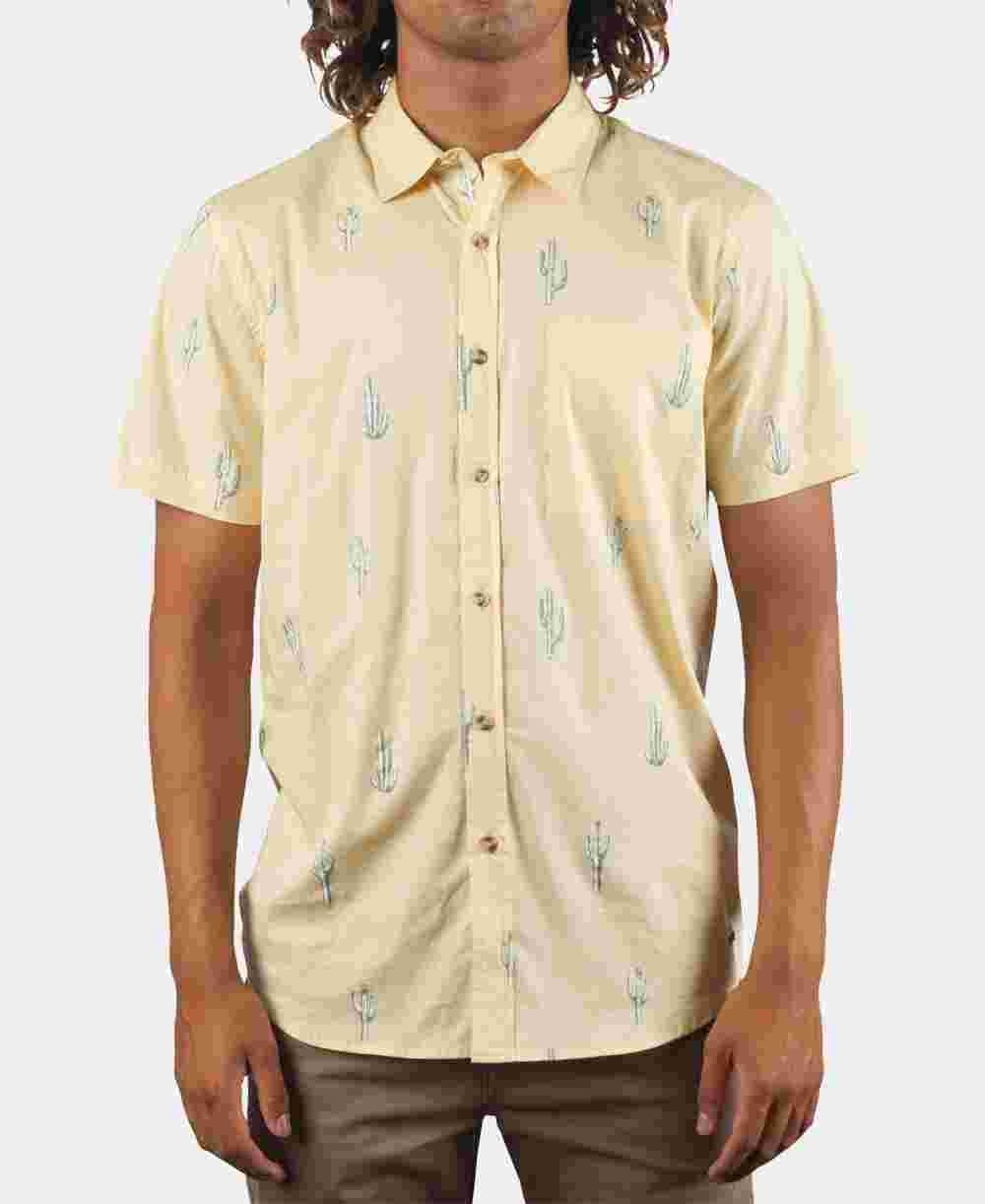 Rip Curl Men's Amigos Printed Pocket Shirt Yellow Size X-Large