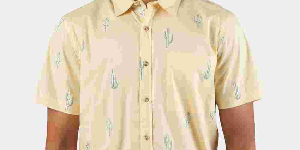Rip Curl Men's Amigos Printed Pocket Shirt Yellow Size X-Large