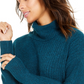 Style & Co Women's Mixed-Stitch Ribbed Turtleneck Tunic Sweater Dark Kale Size X-Small