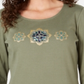 Karen Scott Women's Rhinestone-Embellished Cotton Top Green Size Petite X-Large