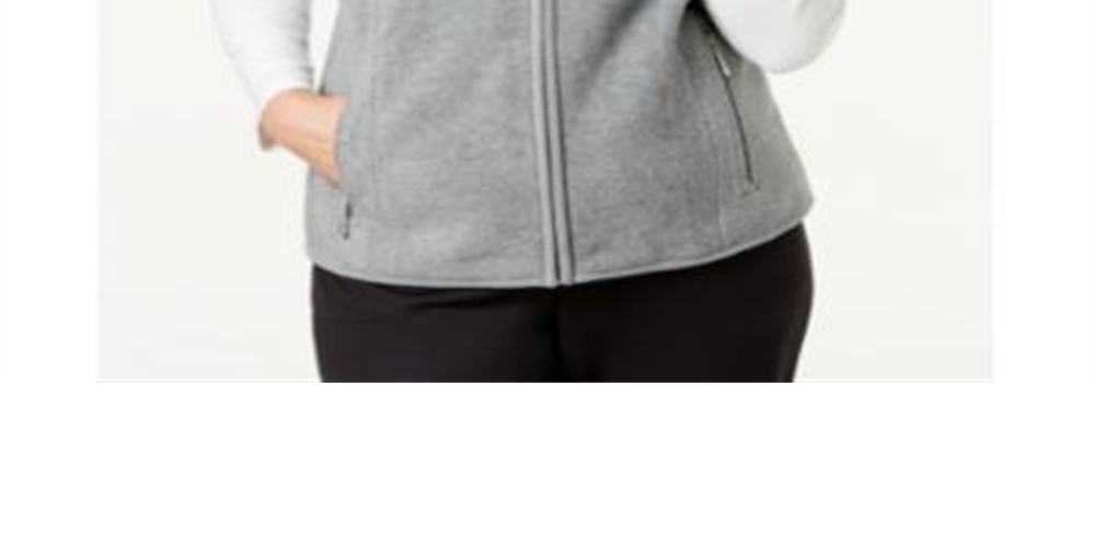 Karen Scott Women's Fleece Zip Front Vest Smoke Blue Size Petite S