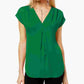 INC International Concepts Women's Inverted-Pleat V-Neck Top Green Size X-Small