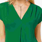 INC International Concepts Women's Inverted-Pleat V-Neck Top Green Size X-Small
