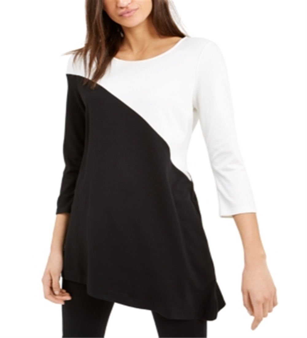 Alfani Women's Colorblock Tunic Black Size Petite L