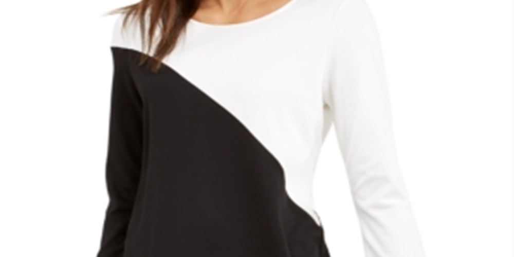 Alfani Women's Colorblock Tunic Black Size Petite L