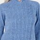 Karen Scott Women's Mock Neck Cable Knit Sweater Blue Size Petite L
