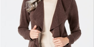 Karen Scott Women's Ruffle Front Cardigan Brown Size X-Large
