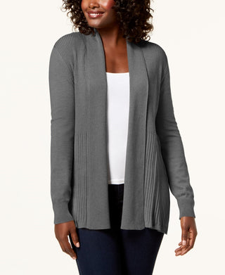 Karen Scott Women's Shawl-Collar Cardigan  Charcoal Size Small