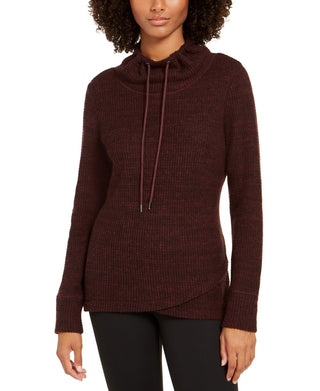 Ideology Women's Cowl-Neck Tulip-Hem Top Wine Size Large