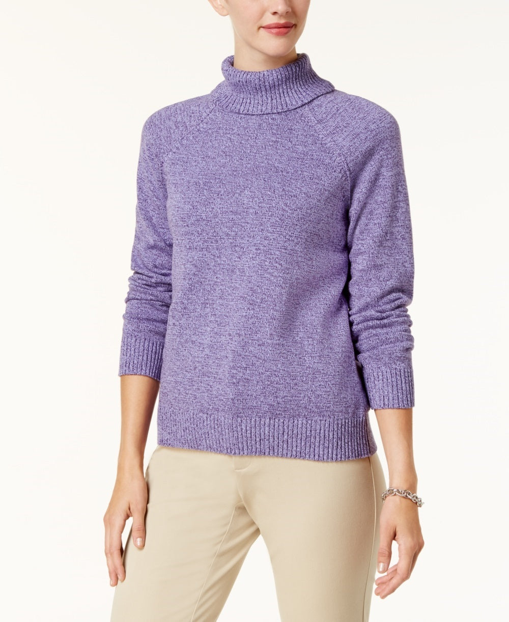 Karen Scott Women's Petite Cotton Turtleneck Sweater Purple Size Petite Small