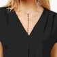 INC International Concepts Women's Inverted-Pleat V-Neck Top Black Size X-Small