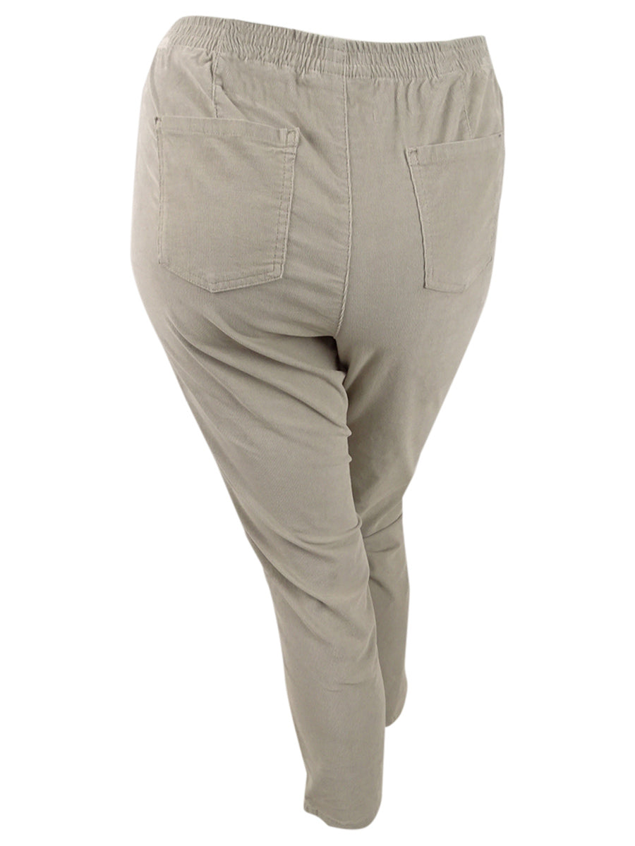 Karen Scott Women's Corduroy Pull on Pants Stonewall Size Petite XL