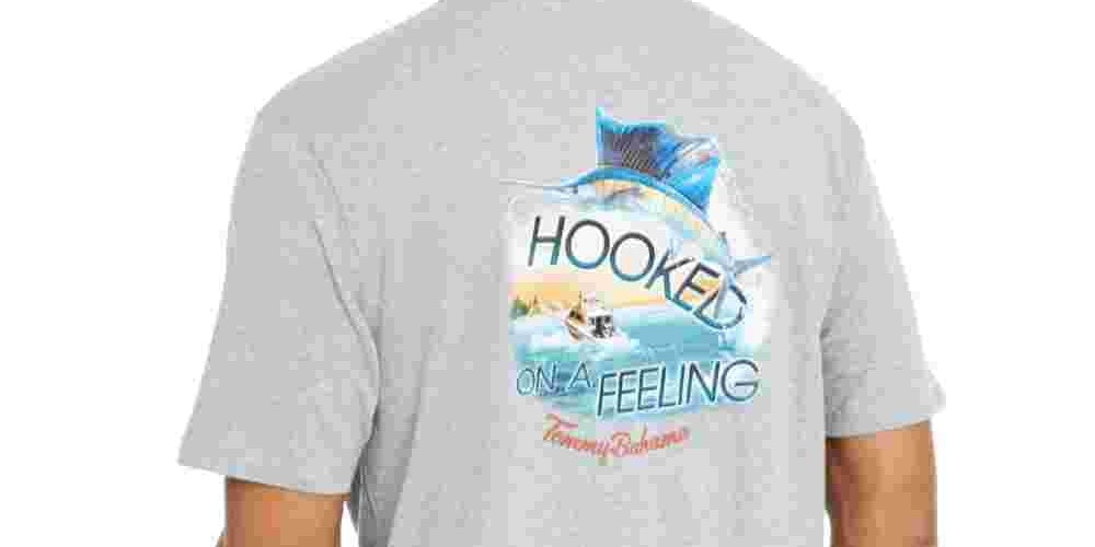 Tommy Bahama Men's Hooked On A Feeling Logo Graphic T-Shirt Gray Size Large