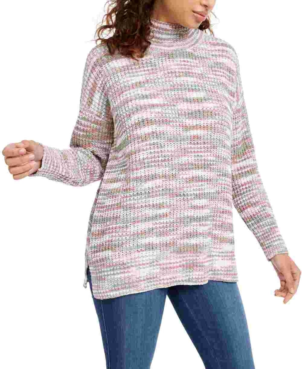 Hippie Rose Women's Green Printed Long Sleeve Turtle Neck Blouse Sweater Green Multi Size X-Large