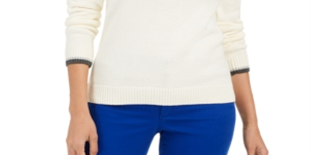 Charter Club Women's Printed Sweater Vanilla bean Size -Petite S/M