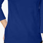 Charter Club Women's Petite Pima Cotton Button-Shoulder Top Blue Petite Large