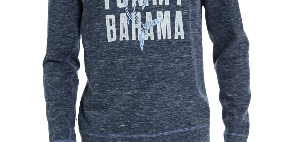 Tommy Bahama Men's Maritime Marlin Flip Classic-Fit Reversible Heathered Logo Sweatshirt Black Size X-Large