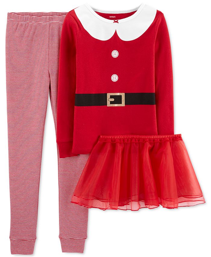 Carter's Girls 3pc. Tutu Santa Pajama Set Red Size 6