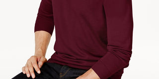 Club Room Men's Quarter Zip Merino Wool Blend Sweater Purple Size Medium