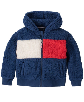 Tommy Hilfiger Little Girl's Fuzzy Fleece Hooded Jacket Navy Size 6