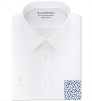 Calvin Klein Men's Collared Dress Shirt Extra Slim White Size 15.5X32X33