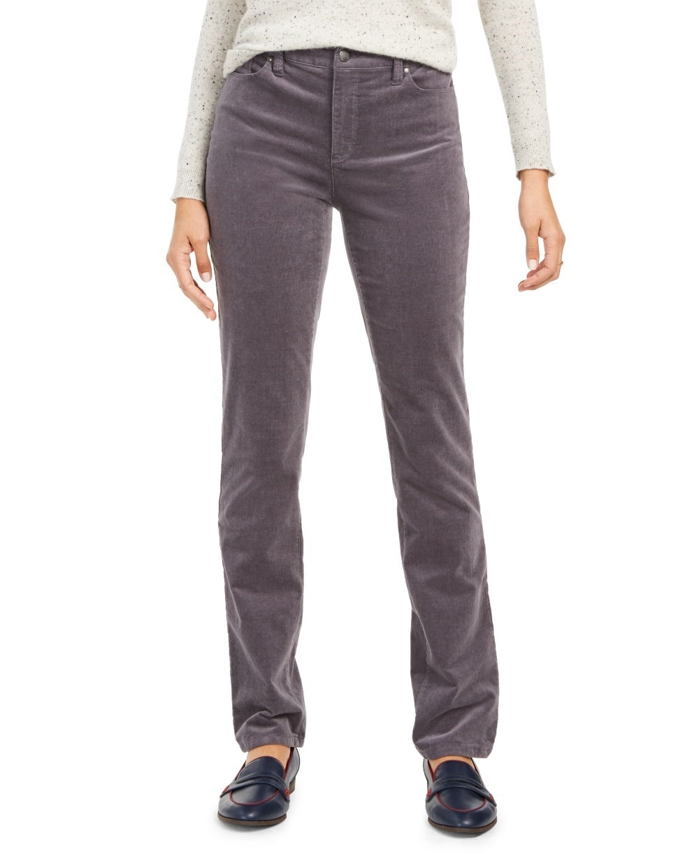 Charter Club Women's Petite Lexington Straight-Leg Corduroy Pants Gray Size 6P