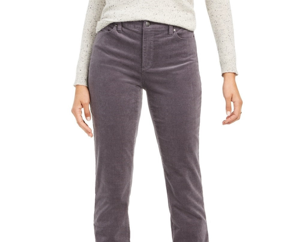Charter Club Women's Petite Lexington Straight-Leg Corduroy Pants Gray Size 6P