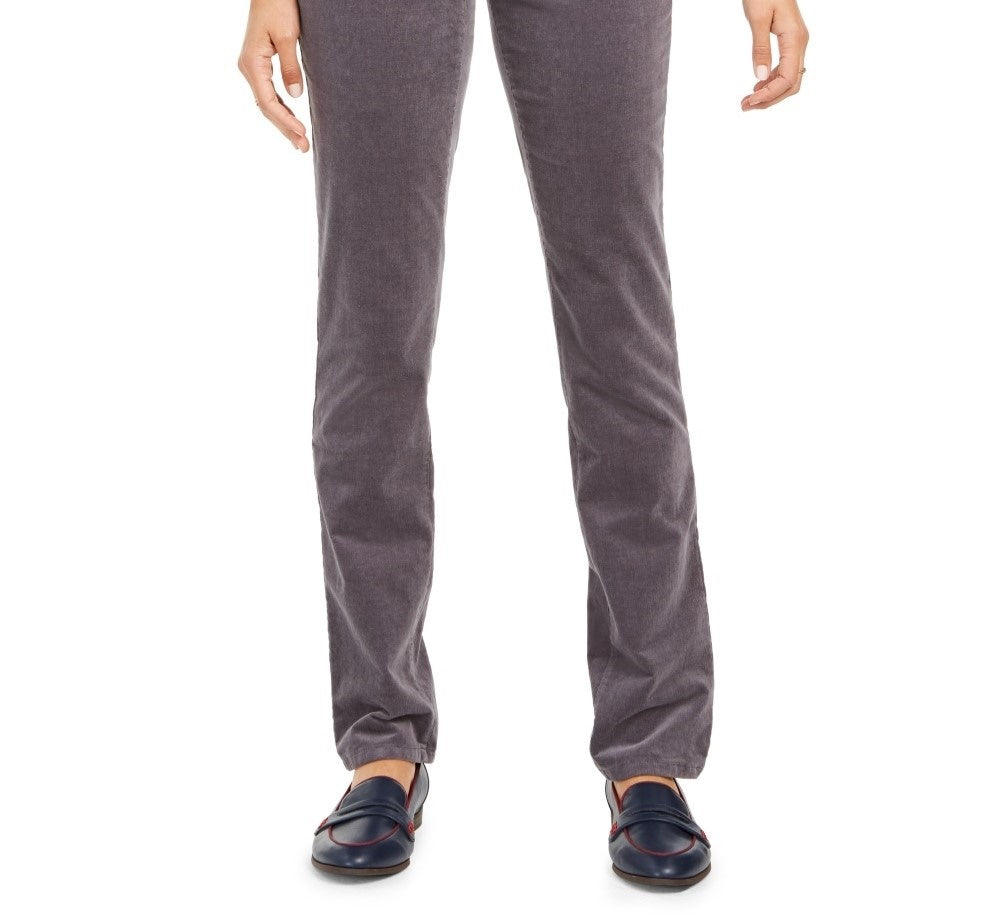 Charter Club Women's Petite Lexington Straight-Leg Corduroy Pants Gray Size 6P
