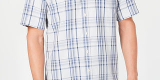 Quiksilver Men's Snap Jam Plaid Shirt Gray Size Medium