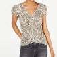 Ultra Flirt Juniors' Cinched-Front Waffle-Knit Top Beige Size Medium