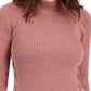 Style & Co Women's Mock Neck Lace-Up Ribbed Knit Sweater Purple Size X-Small