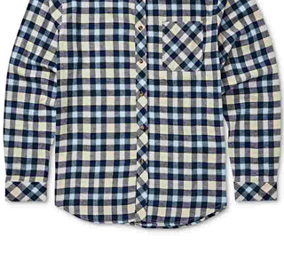 Billabong Men's Freemont Stretch Plaid Flannel Shirt Beige Size Large