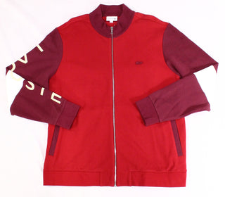 Lacoste Men's Textured Knit Colorblock Full Zip Sweater Red Size 6