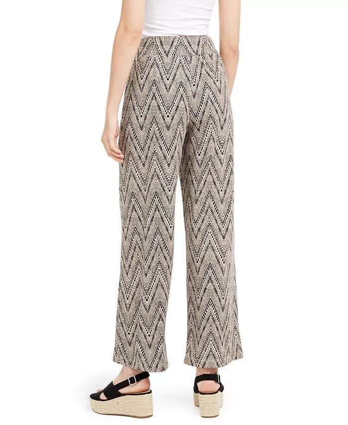 Ny Collection Women's Petite Hardware-Trim Printed Pants Beigekhaki Size Petite Medium