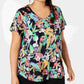 Calvin Klein Performance Women's Plus Size Cotton Island Cheetah Printed T-Shirt Navy Multi Size 1X
