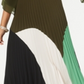 Alfani Women's Colorblock Pleated MIDI Skirt Green Size Petite S/M