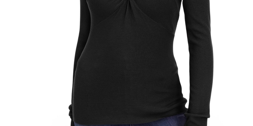 INC International Concepts Women's Twist-Front Sweater Black Size Small