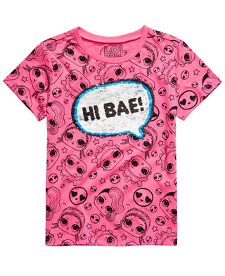 Lol Surprise! Big Girl's Bae Fierce Flip Sequin T-Shirt Pink Size Medium