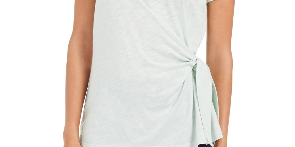 Style & Co Women's Side-Tie Top Green Size X-Large