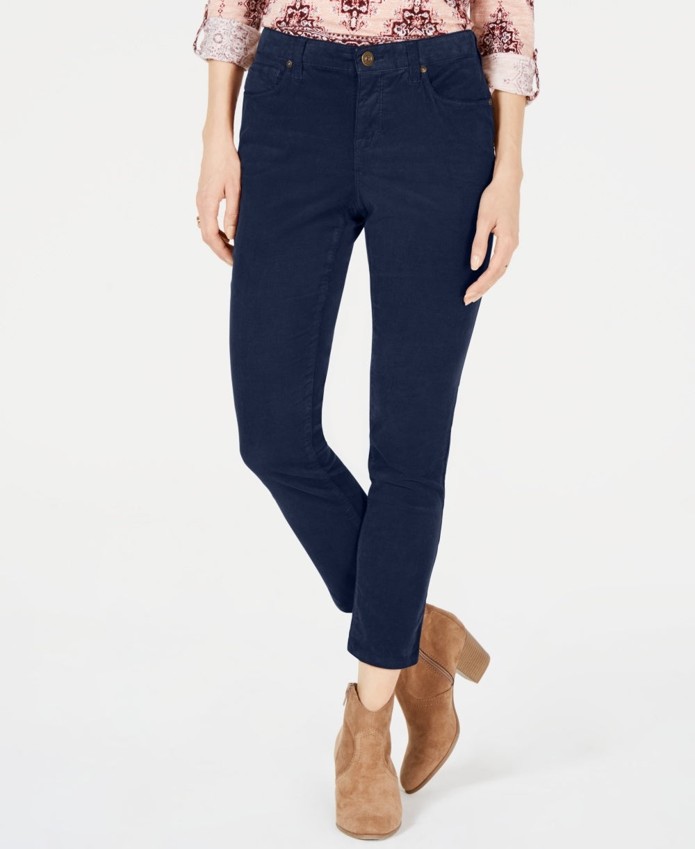 Style & Co Women's Petite Tummy Control Corduroy Pants Navy Size 6P