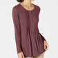 Style & Co Women's Long-Sleeve Pintuck Top  Purple Size Small