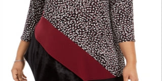 Alfani Women's Printed & Velvet Asymmetrical Top Black/multi Size 0X