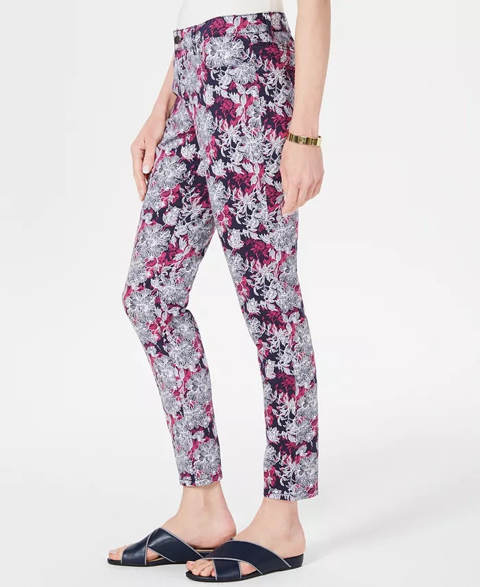 Charter Club Women's Petite Printed Tummy-Control Jeans Blue Size 2 P