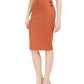 Bar III Women's Button-Detail Rib-Knit Skirt Brown Size Large