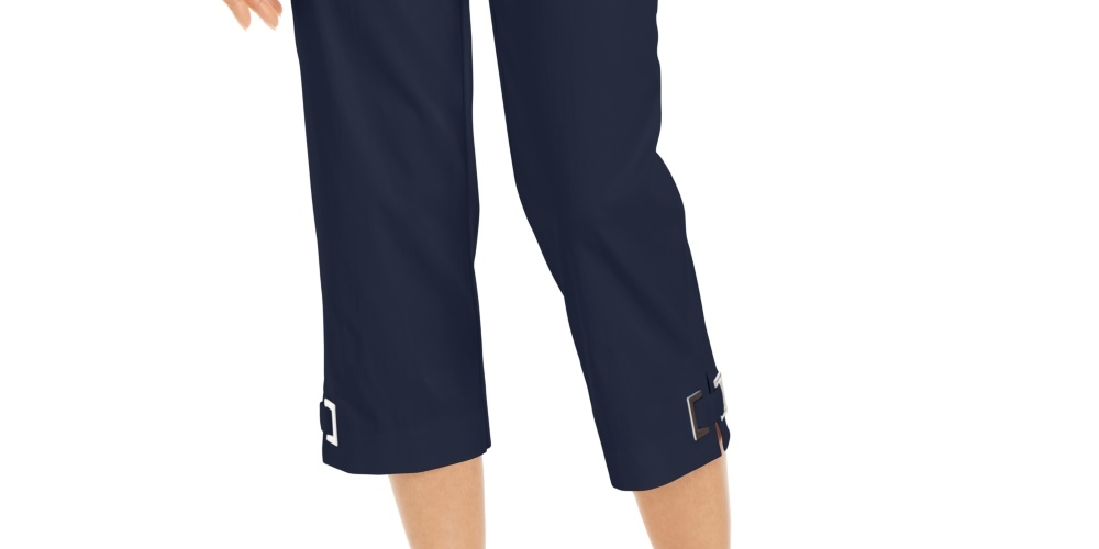 JM Collection Women's Grommet-TrimCapri Pants  Blue Size Small