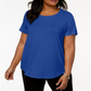 JM Collection Women's Plus Short Sleeve Top Blue Size 0X
